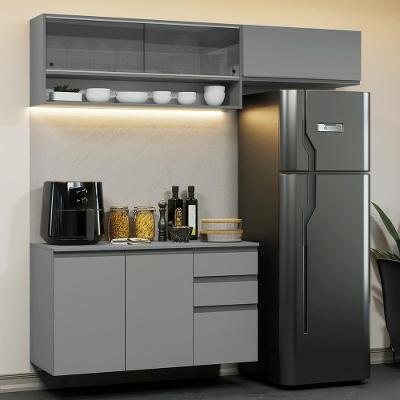 Armário De Cozinha Compacta Suspenso 200cm Nice Madesa Xa12 Cinza