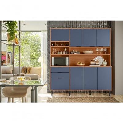 Kit Cozinha Praga Com 7 Portas E 3 Gavetas Jequitiba-azul Lord