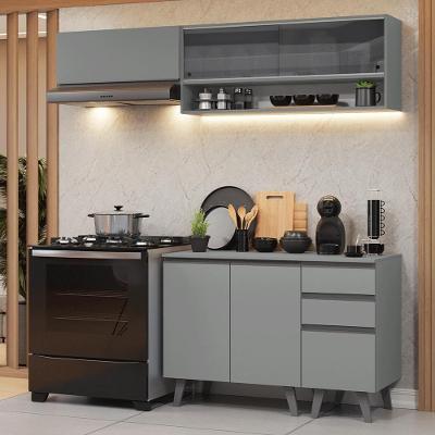 Armário De Cozinha Compacta 200cm Nice Madesa 14 Cinza
