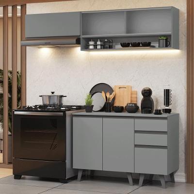 Armário De Cozinha Compacta 200cm Nice Madesa 13 Cinza