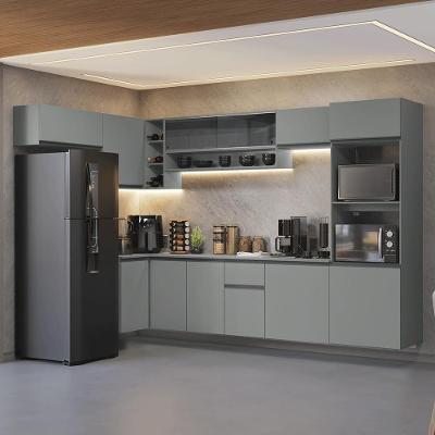 Armário De Cozinha Compacta De Canto Suspenso 465cm Nice Madesa 03 Cinza