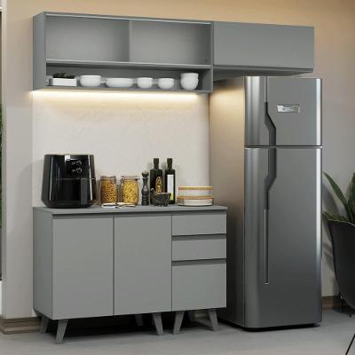 Armário De Cozinha Compacta 200cm Nice Madesa Xa13 Cinza
