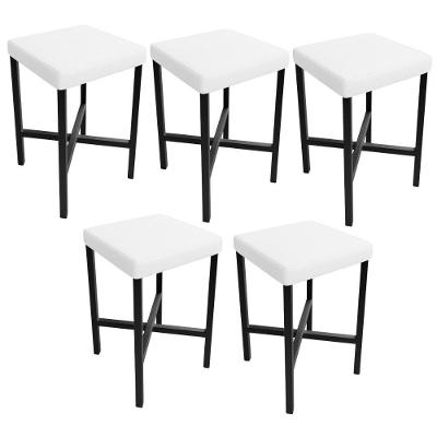 Kit 05 Banquetas Baixa Bar Cozinha Sala De Jantar Preto Stella L02 Facto Branco - Lyam Decor