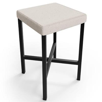 Banqueta Baixa Bar Cozinha Sala De Jantar Preto Stella L02 Linho Cru - Lyam Decor