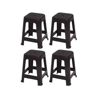 Kit 4 Banqueta Plástico Empilhável Cozinha Preto Mor