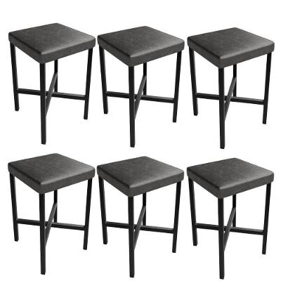 Kit 06 Banquetas Baixa Bar Cozinha Sala De Jantar Preto Stella L02 Couríssimo Preto - Lyam Decor