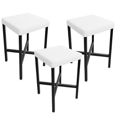 Kit 03 Banquetas Baixa Bar Cozinha Sala De Jantar Preto Stella L02 Facto Branco - Lyam Decor