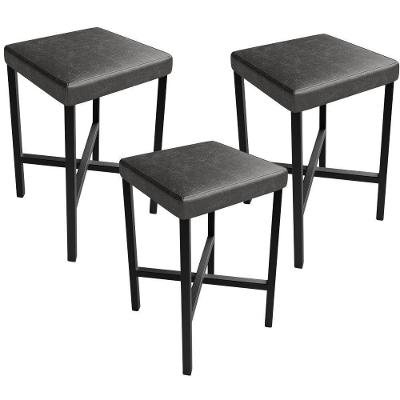 Kit 03 Banquetas Baixa Bar Cozinha Sala De Jantar Preto Stella L02 Couríssimo Preto - Lyam Decor
