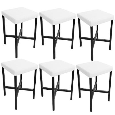 Kit 06 Banquetas Baixa Bar Cozinha Sala De Jantar Preto Stella L02 Facto Branco - Lyam Decor