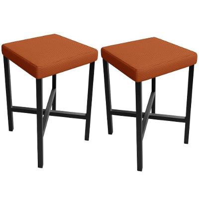 Kit 02 Banquetas Baixa Bar Cozinha Sala De Jantar Preto Stella L02 Tecido Terracota - Lyam Decor