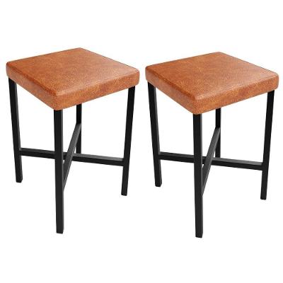 Kit 02 Banquetas Baixa Bar Cozinha Sala De Jantar Preto Stella L02 Couríssimo Camel - Lyam Decor