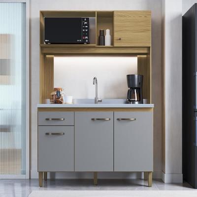 Cozinha Compacta 120cm 4 Portas E 1 Gaveta CO1202 Decibal Ipê Griseo