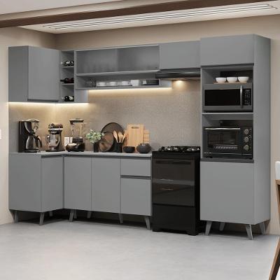 Armário De Cozinha Completa De Canto 385cm Nice Madesa 03 Cinza