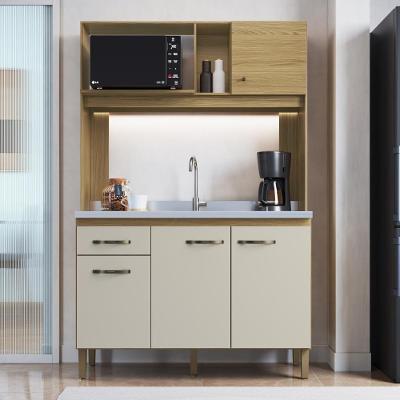 Cozinha Compacta 120cm 4 Portas E 1 Gaveta CO1202 Decibal Ipê Cristalo