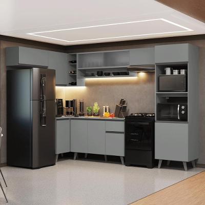 Armário De Cozinha Completa De Canto 465cm Nice Madesa 08 Cinza