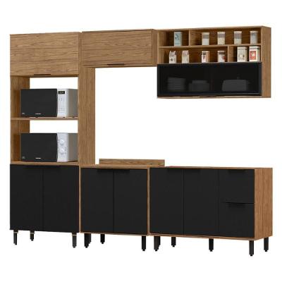 Cozinha Modulada 05 Pecas Mdf 280 Cm Tosc Freijo Nero Mxm Freijo Nero