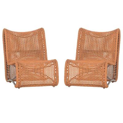 2 Poltronas Texas Em Alumínio Fendi Corda Náutica Trama Terra Cota