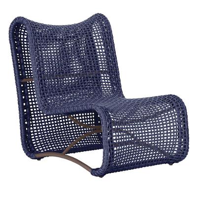 Poltrona Texas Alumínio Marrom Corda Náutica Trama Original Azul