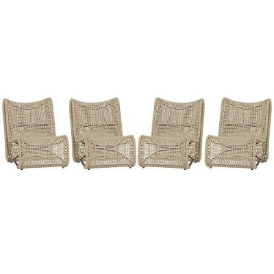 4 Poltronas Texas Em Alumínio Marrom Corda Náutica Trama Rami