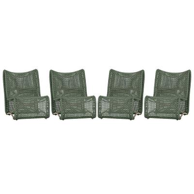 4 Poltronas Texas Em Alumínio Fendi Corda Náutica Trama Verde