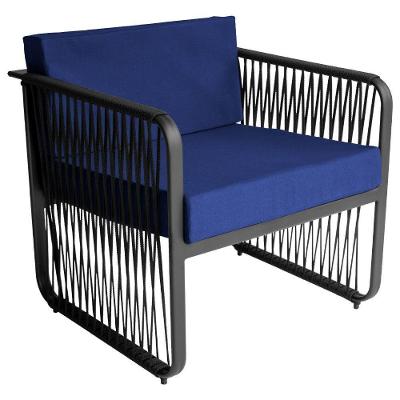 Poltrona Para área Externa Santiago Alumínio E Corda Náutica Preto-azul