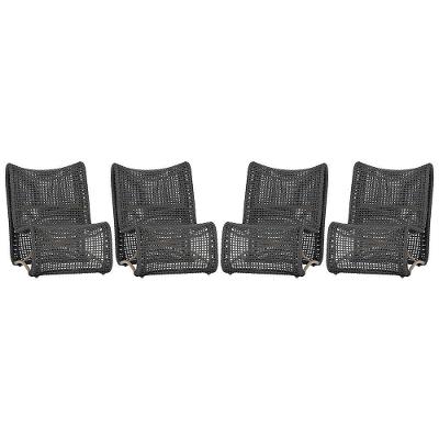 4 Poltronas Texas Em Alumínio Fendi Corda Náutica Trama Preto