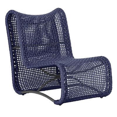 Poltrona Texas Alumínio Preto Corda Náutica Trama Original Azul