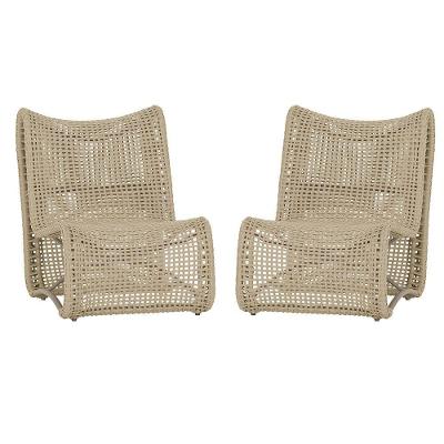 2 Poltronas Texas Em Alumínio Fendi Corda Náutica Trama Rami