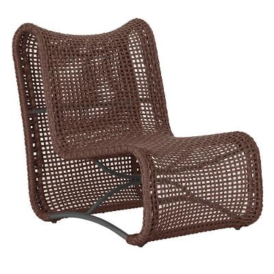 Poltrona Texas Alumínio Preto Corda Náutica Trama Original Marrom