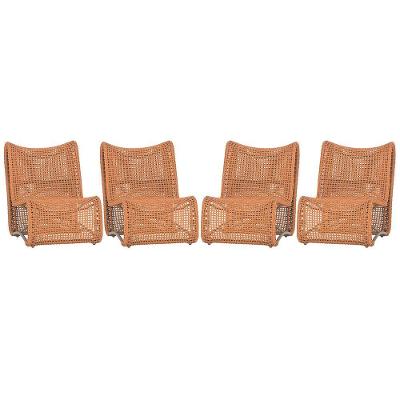 4 Poltronas Texas Em Alumínio Fendi Corda Náutica Trama Terra Cota