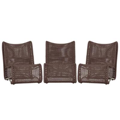 3 Poltronas Texas Em Alumínio Fendi Corda Náutica Trama Marrom