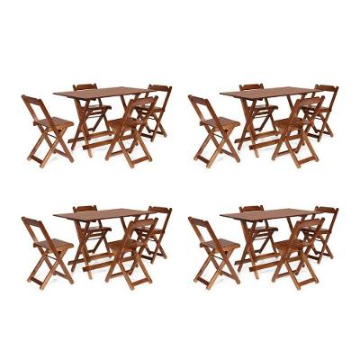 Kit 4 Conjuntos Mesa Bar 120x70 C/ 4 Cadeiras P/ Bar Cor:imbuia