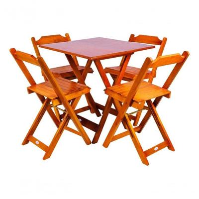 Jogos Conjuntos Mesa Bar Dobrável Madeira 70x70 Com 4 Cadeiras Mel