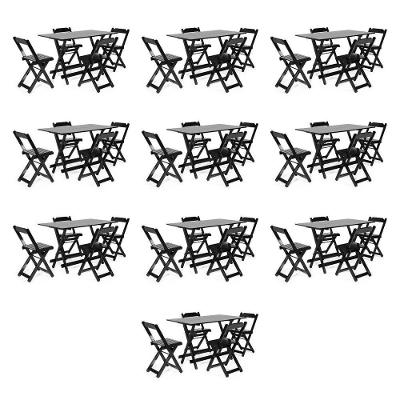 Kit 10 Conjuntos Mesa Bar 120x70 Com  4 Cadeiras Pra Bar Cor:preto