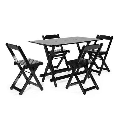 Conjunto Mesa Dobrável 1.20 X 70 Com 4 Cadeiras Cor:preto