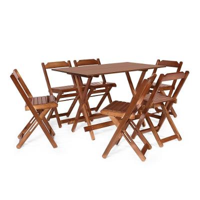 Conjunto Mesa Dobrável 1.20 X 70 Com 6 Cadeiras Cor:imbuia