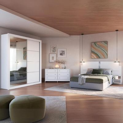 Quarto Completo Com Cabeceira Casal/queen Guarda-roupa E Cômoda Multimóveis Mp4375 Branco/lacca Fumê
