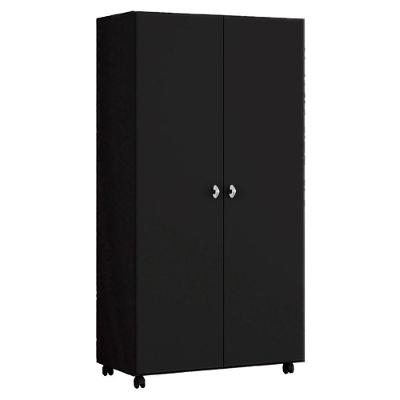 Armario Multiuso 2 Portas Com Rodizio 86 Cm Ar70 Preto Dtall
