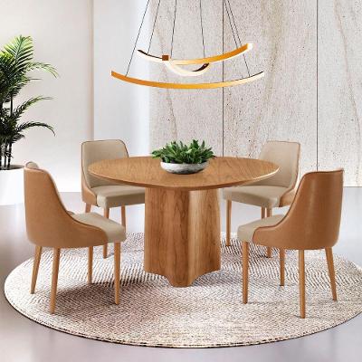 Sala De Jantar Mesa Selene 135cm Madeira Tampo Laminado Turim /star Caramelo/ Imbuia Nat.