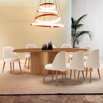 Mesa De Jantar Suiça 220cm Madeira Tampo Laminado Orgânico Linho Off / Imbuia Nat.