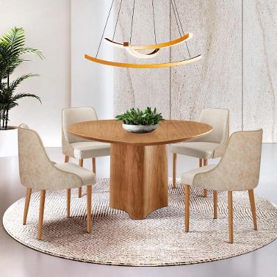 Sala De Jantar Mesa Selene 135cm Madeira Tampo Laminado Linho Off/ Milano/ Imbuia Nat.