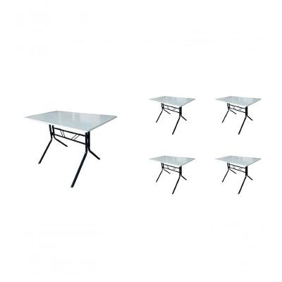 Kit 5 Mesas Moema 120x70 Branca Base Preta