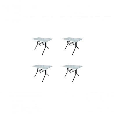 Kit 4 Mesas Moema 120x70 Branca Base Preta