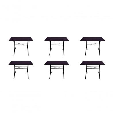 Kit 6 Mesas Moema 120x70 Preta Base Preta