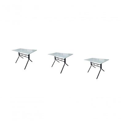 Kit 3 Mesas Moema 120x70 Branca Base Preta