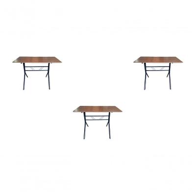 Kit 3 Mesas Moema 120x70 Imbuia Base Preta