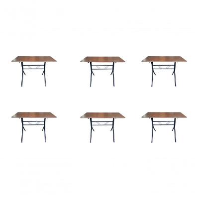 Kit 6 Mesas Moema 120x70 Imbuia Base Preta