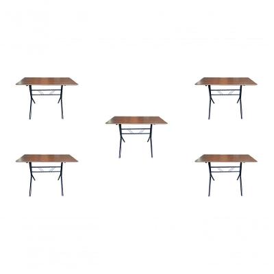 Kit 5 Mesas Moema 120x70 Imbuia Base Preta