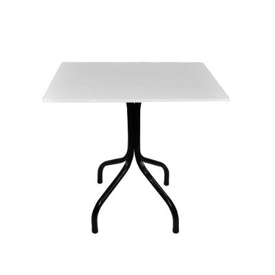 Mesa Moema 70x70 Branca Base Preta