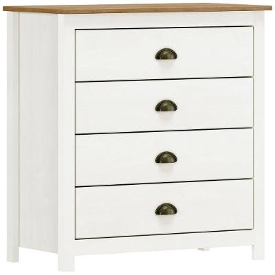 Comoda 4 Gavetas Madeira Maciça 80 Cm 9101 Branco Freijo Milani Store